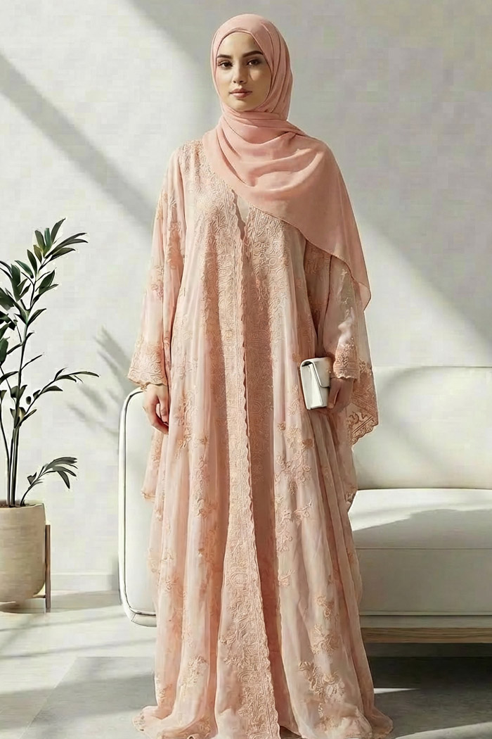 Liyana Chiffon Embroidered Abaya