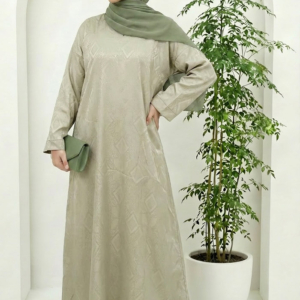 Busra - Sage Green Jacquard Closed Abaya